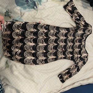 Black/gold sequin party dress